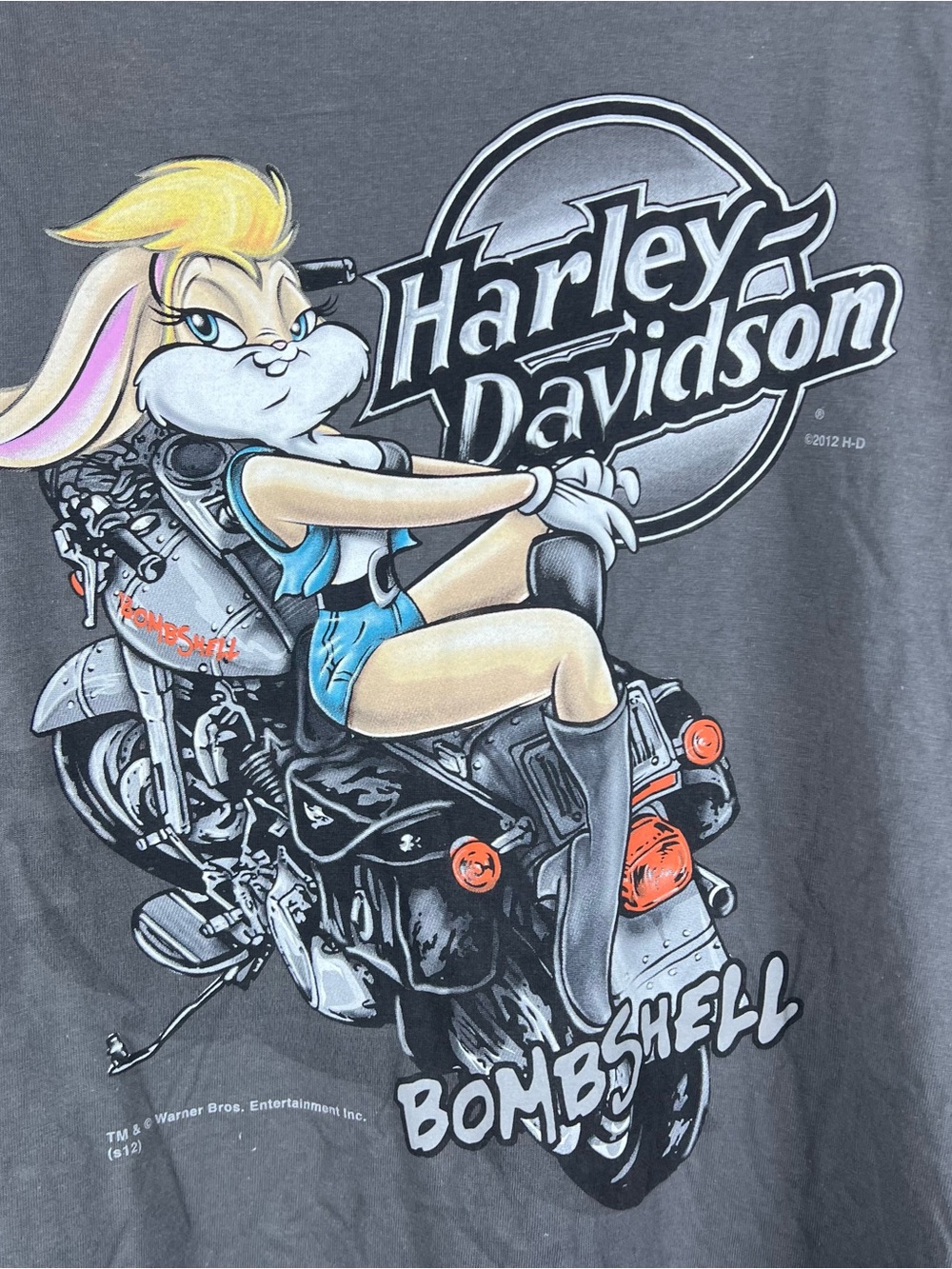 Harley Davidson Lola Bunny Bombshell Looney Tunes Missouri Gray T-Shirt Mens 2XL - Picture 3 of 7